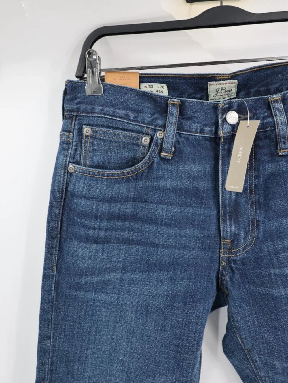 NWT J Crew 484 Jeans Mens 30 Cotton Narrow Tapered Leg Mid Rise Blue Denim